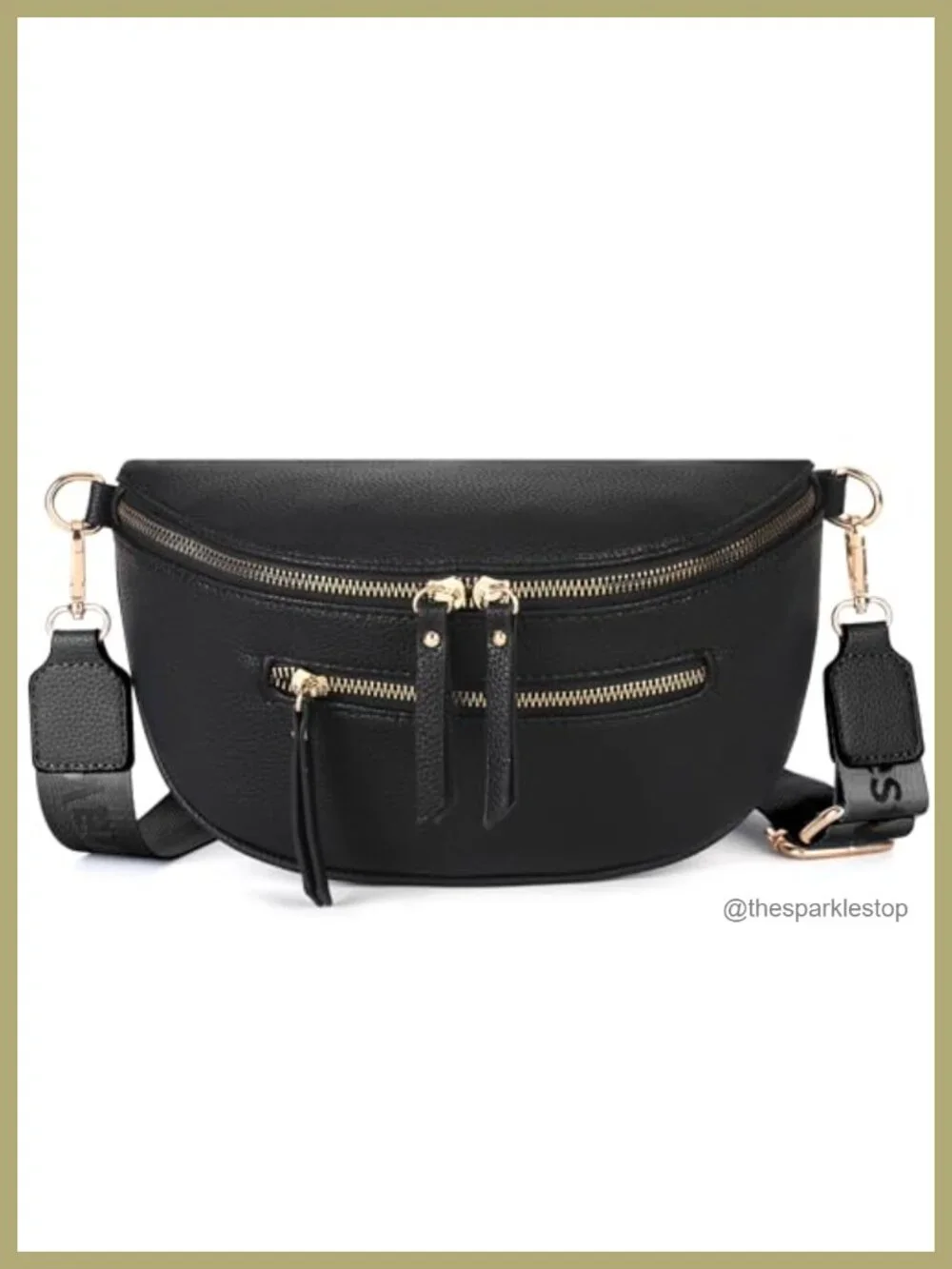 Vegan Leather Crossbody Bag with Wide Strap